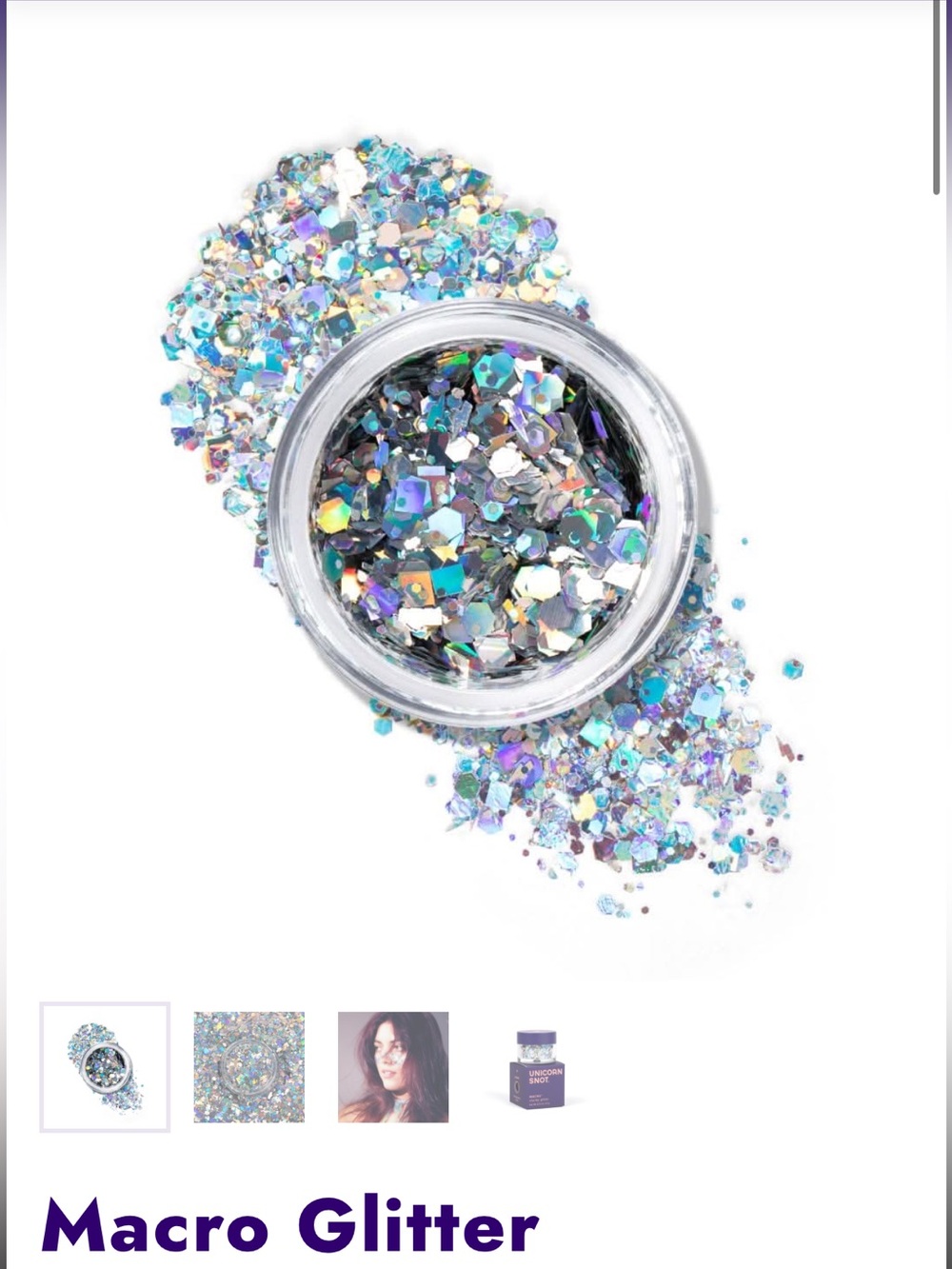 Macro Glitter Mix - Iridescent Silver Holographic Glitter for Makeup